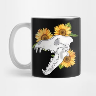 Floral Sunflower Wolf Skull Mug